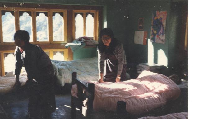 photo: Girls preparing for bed.
